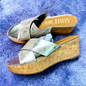 5/$20💛SAM & LIBBY Silver Cork Platform Sandals